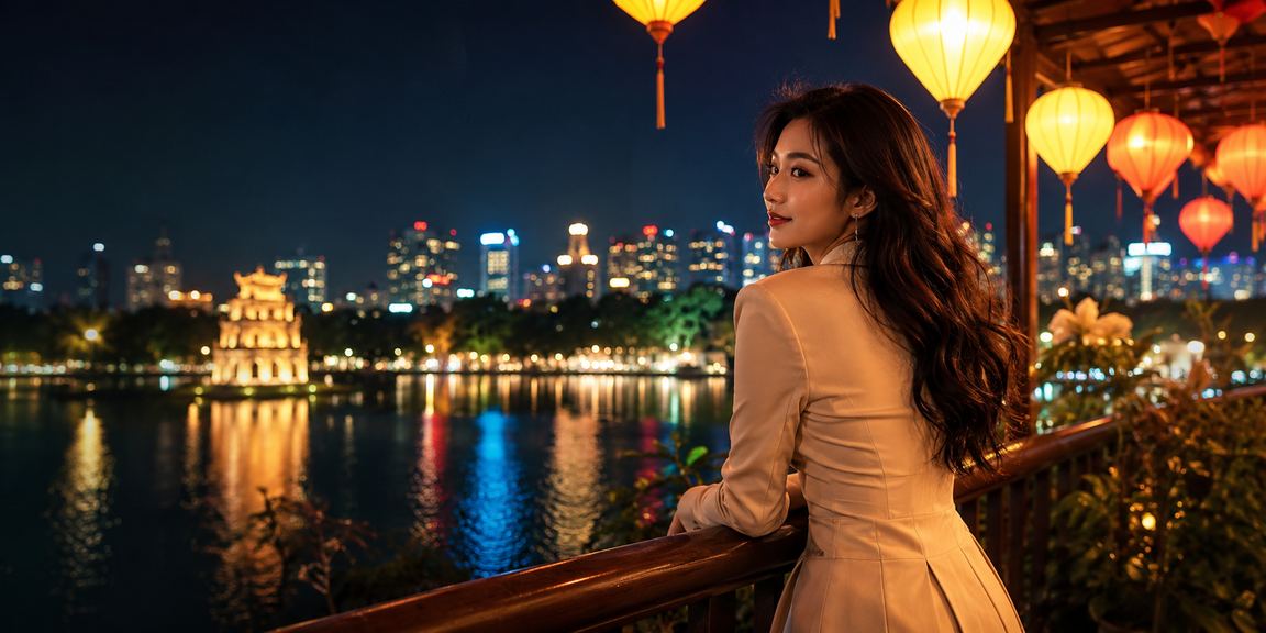 Phố đèn lồng Hà Nội về đêm, người dùng mở ứng dụng casino jackpot trên điện thoại